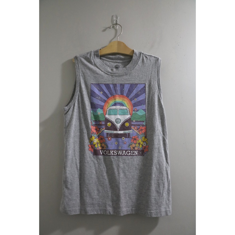 🔴Volkswagen VW‎ Bus Graphic Tank Top Heather Gray Sleeveless Muscle Tee
